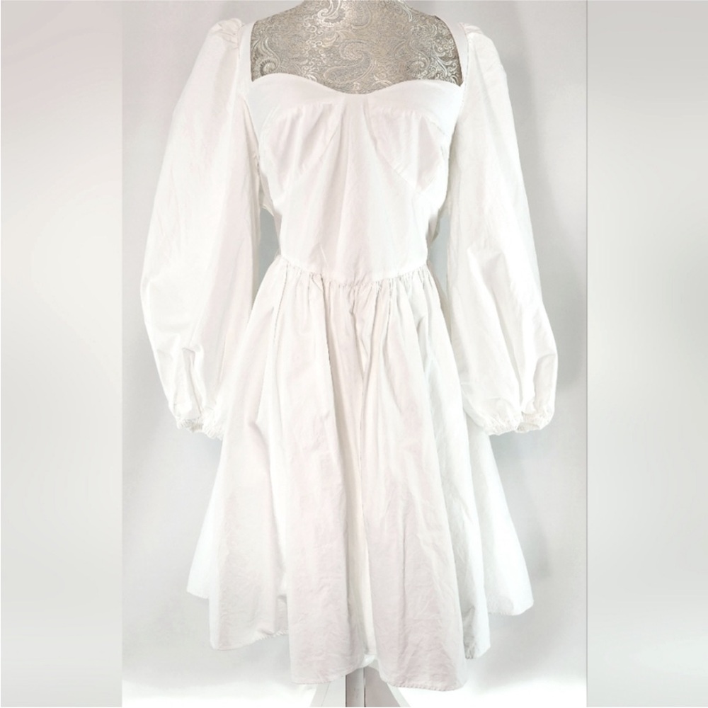 The Drop Peasant Rachmartino Peasant Elegant White Babydoll Backless Dress XL